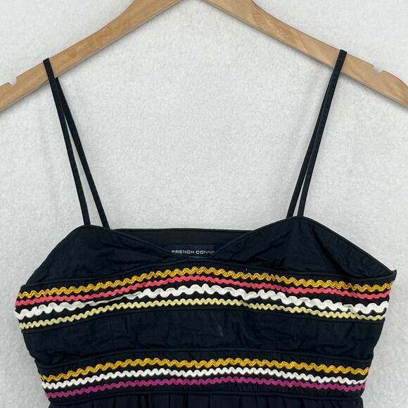 FRENCH CONNECTION Top Womens 2 Camisole Embroidered Ric Rac Trim Boho Black - Picture 8 of 16